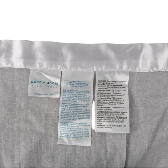 Aden+Anais Bunny Rabbit Lovey Gray Muslin Baby Security Blanket Satin Trim NWT - Picture 6 of 7